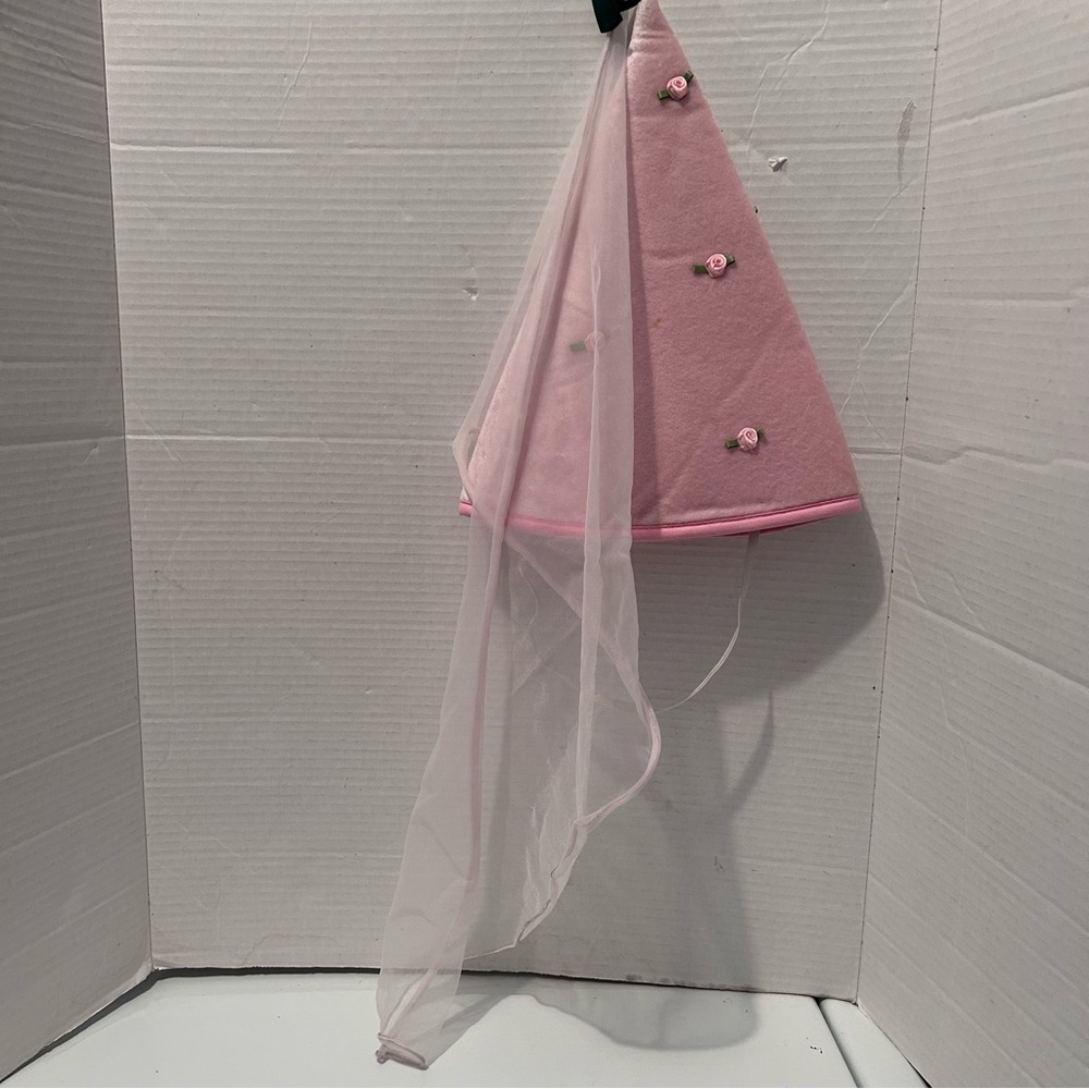 Pink Princess Hat Veil adorned with roses 12” tall